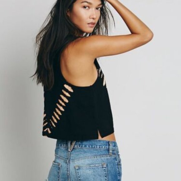 FREE PEOPLE WOMEN'S BLACK DEL RAY TIE DYE SLEEVELESS JERSEY TANK TOP Sz XS - Picture 5 of 6